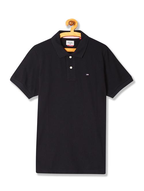 black solid polo t-shirt - 18000943 - Very Small Image - 1