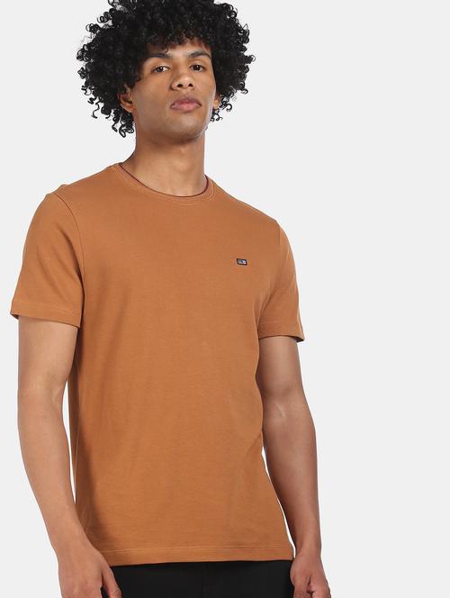 brown solid t-shirt - 18001044 - Very Small Image - 1