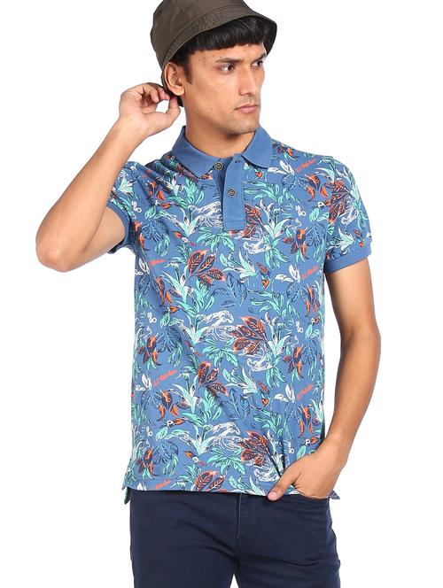 blue printed polo t-shirt - 18001148 - Very Small Image - 1
