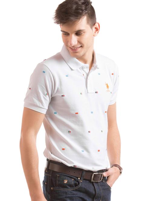 white self design polo t-shirt - 18001465 - Very Small Image - 1