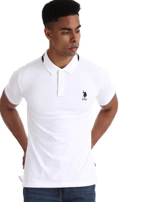 white solid polo t-shirt - 18001493 - Very Small Image - 1