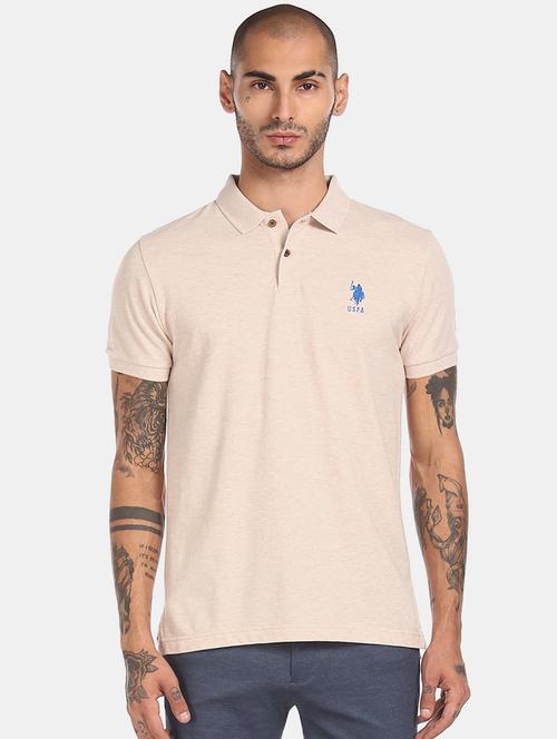 cream solid polo t-shirt - 18001562 - Very Small Image - 1