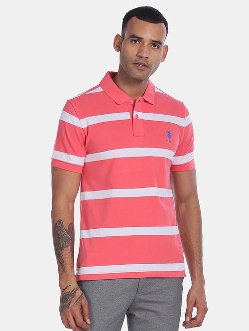 pink striped polo t-shirt - 18001641 - Very Small Image - 1