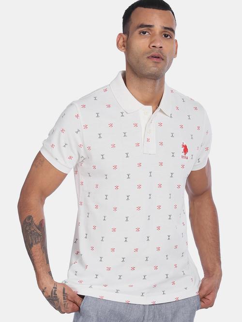 white printed polo t-shirt - 18001649 - Very Small Image - 1