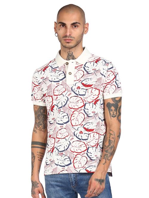 white printed polo t-shirt - 18001685 - Very Small Image - 1