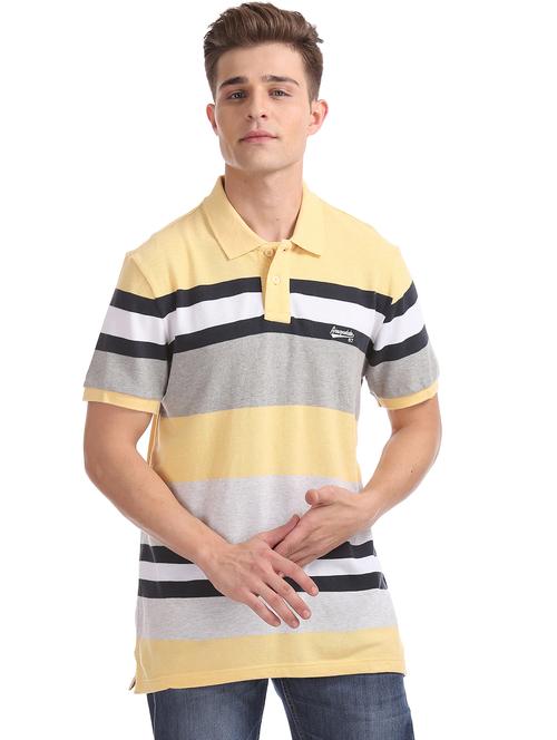 yellow striped polo t-shirt - 18001929 - Very Small Image - 1