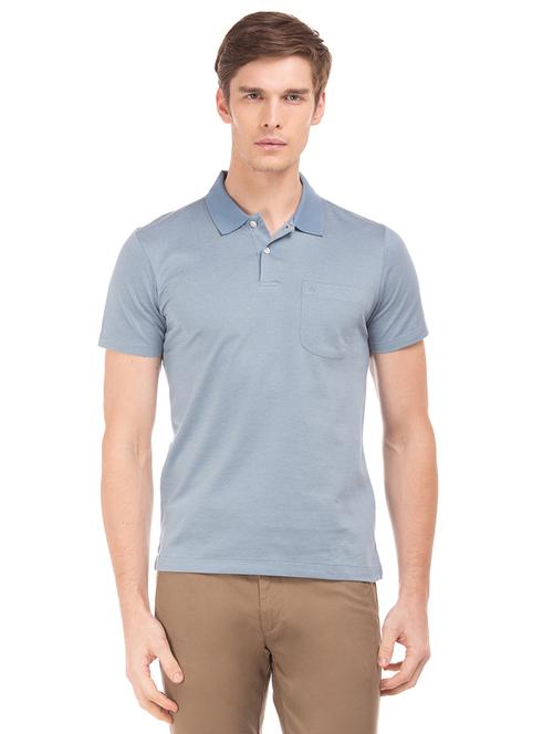 blue solid polo t-shirt - 18001953 - Very Small Image - 1