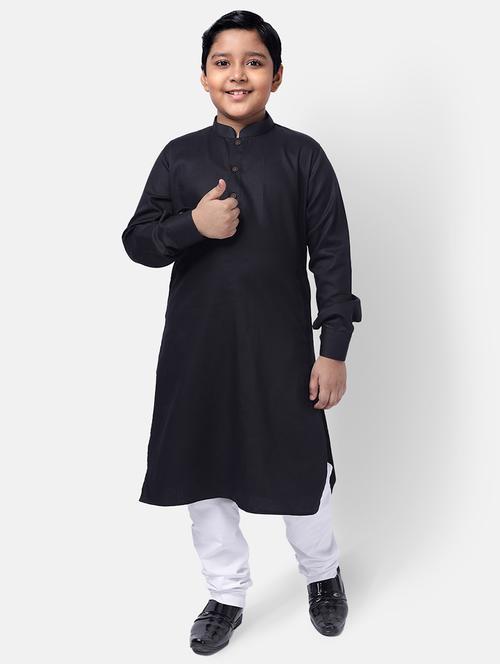 black cotton kurta  - 18002870 - Very Small Image - 1