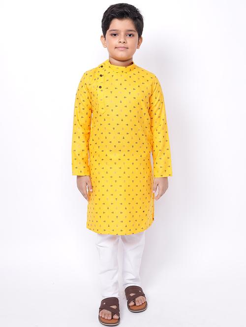 yellow printed kurta  - 18002905 - Very Small Image - 1