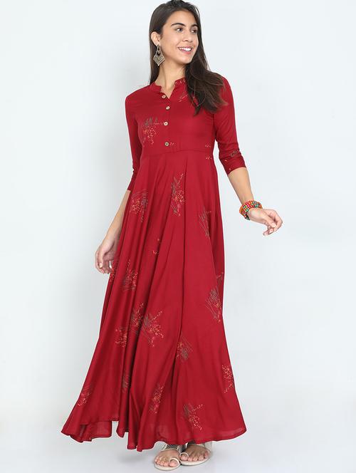 printed flared kurta - 18003405 - Very Small Image - 1