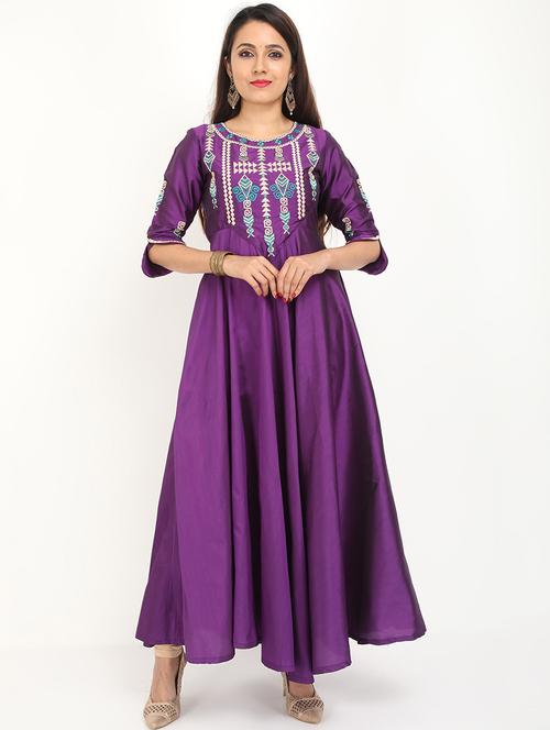 embroidered flared kurta - 18003581 - Very Small Image - 1