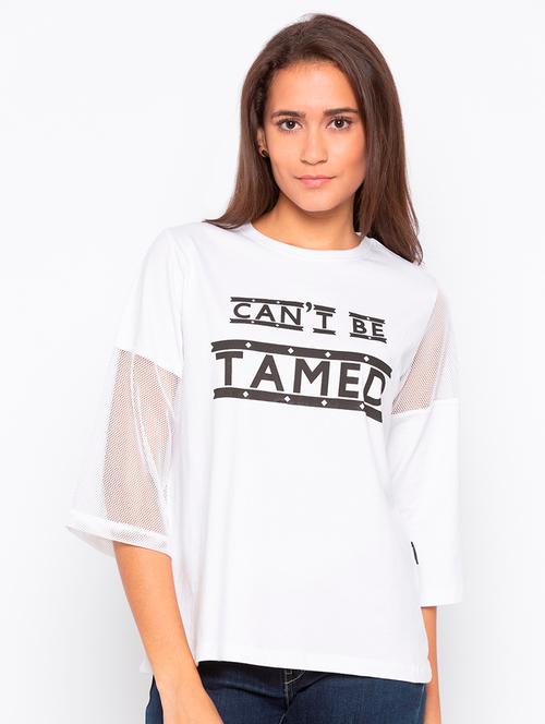 round neck typography cut & sew tee - 18003690 - Very Small Image - 1