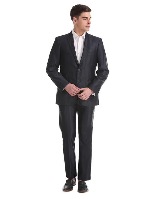 blue self design single breasted suit - 18004023 - Very Small Image - 1