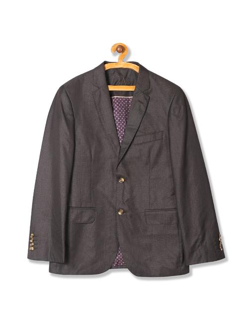 brown self design single breasted suit - 18004032 - Very Small Image - 1