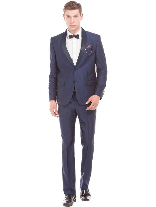 blue solid single breasted suit - 18004102 - Very Small Image - 1