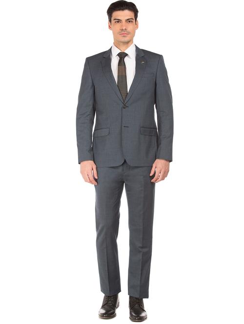 blue self design single breasted suit - 18004127 - Very Small Image - 1