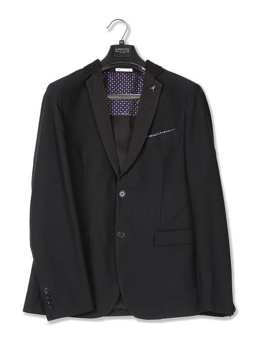 black self design single breasted suit - 18004128 - Very Small Image - 1