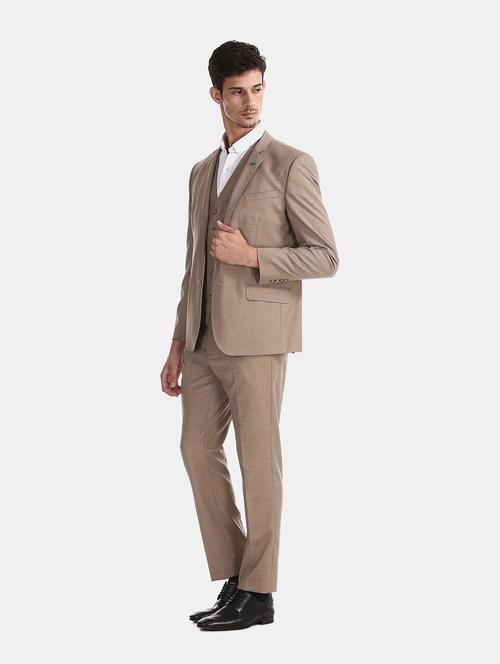 brown self design 3-piece suit - 18004162 - Very Small Image - 1