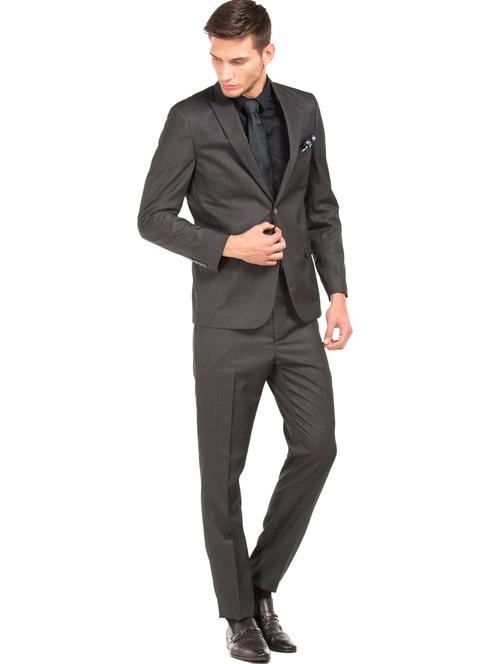 brown self design single breasted suit - 18004166 - Very Small Image - 1