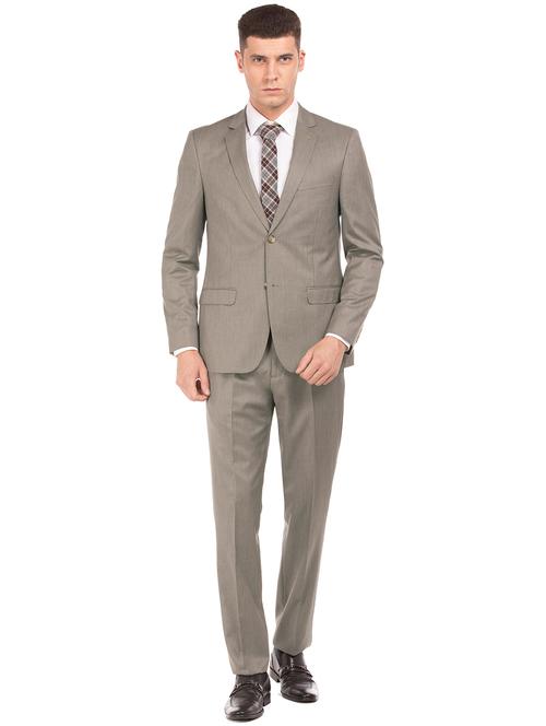brown solid single breasted suit - 18004196 - Very Small Image - 1