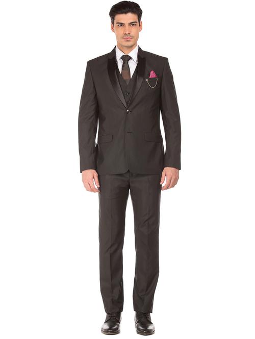 brown solid 3 piece suit - 18004204 - Very Small Image - 1