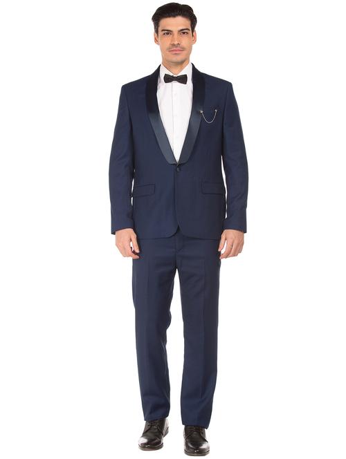 blue solid tuxedo suit - 18004217 - Very Small Image - 1