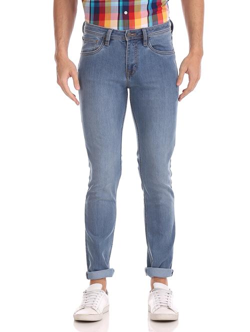 blue light washed denim jeans - 18004271 - Very Small Image - 1