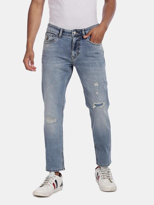 blue light washed ripped denim jeans - 18004308 - Very Small Image - 1