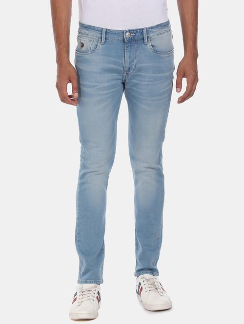 blue light washed denim jeans - 18004311 - Very Small Image - 1