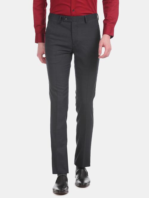 blue checkered flat front formal trouser - 18004412 - Very Small Image - 1