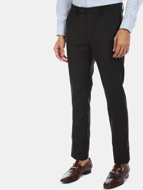 black textured flat front formal trouser  - 18004447 - Very Small Image - 1