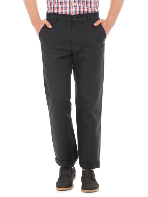 blue solid flat front formal trouser - 18004472 - Very Small Image - 1
