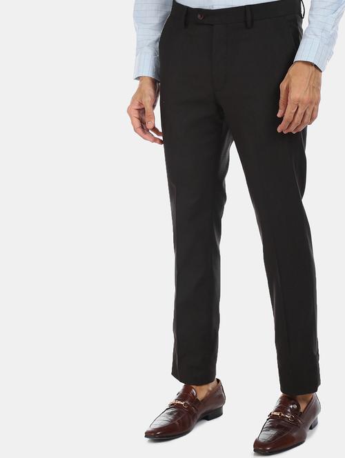 black textured flat front formal trouser - 18004543 - Very Small Image - 1