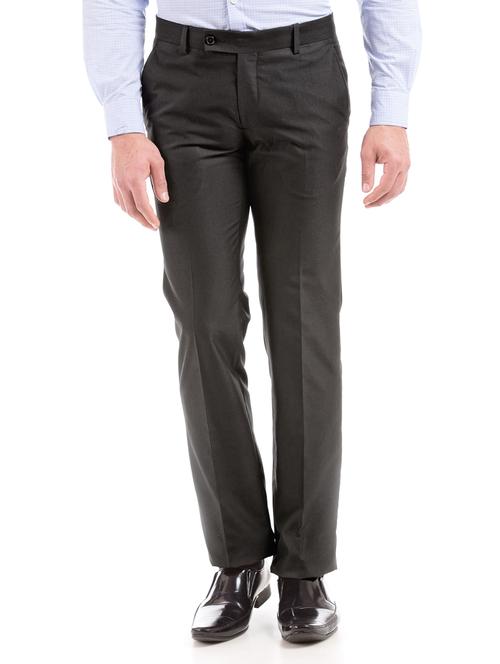 black solid flat front formal trouser - 18004576 - Very Small Image - 1