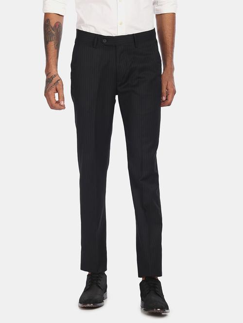 black striped flat front formal trouser - 18004604 - Very Small Image - 1