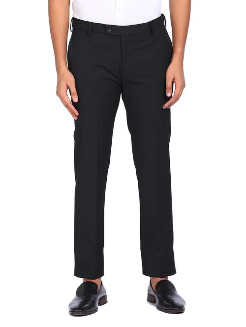 black solid flat front formal trouser - 18004674 - Very Small Image - 1