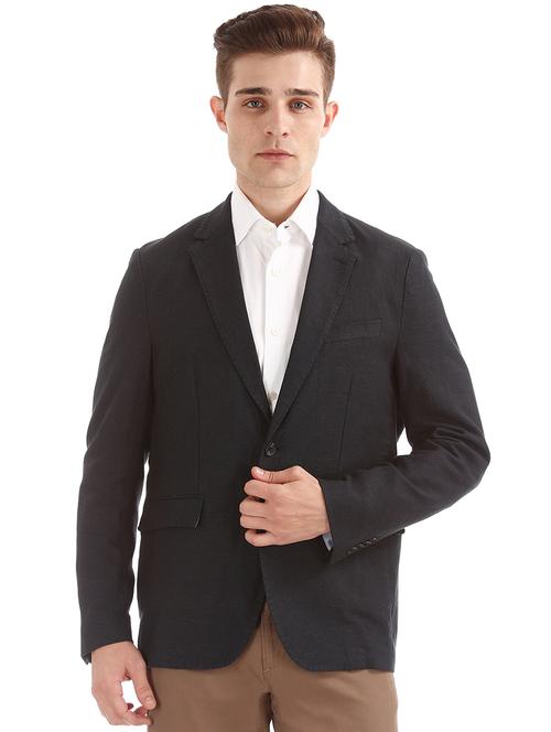 black solid single breasted casual blazer - 18004727 - Very Small Image - 1