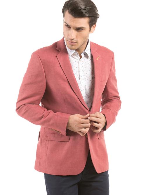 red solid single breasted casual blazer - 18004733 - Very Small Image - 1