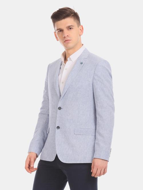 blue striped single breasted formal blazer - 18004773 - Very Small Image - 1