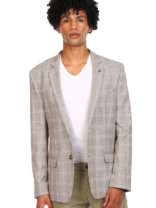 grey checkered single breasted formal blazer - 18004783 - Very Small Image - 1
