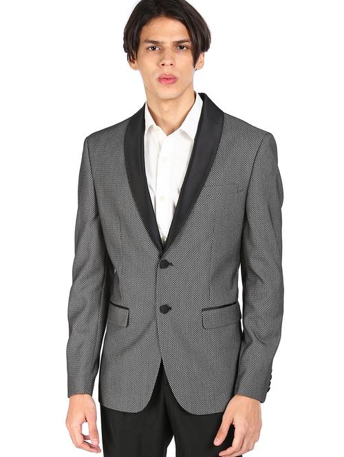black self design single breasted formal blazer - 18004792 - Very Small Image - 1