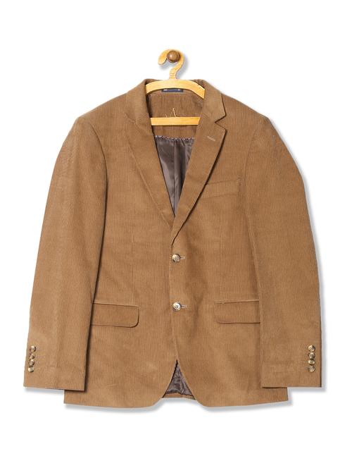 brown solid formal blazer - 18004803 - Very Small Image - 1