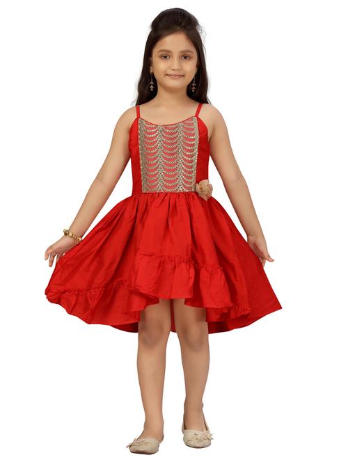 red silk blend frock - 18005855 - Very Small Image - 1