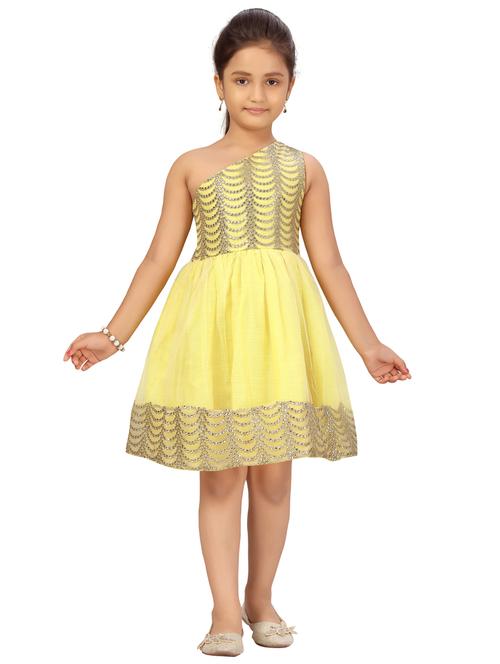 yellow net frock - 18005860 - Very Small Image - 1