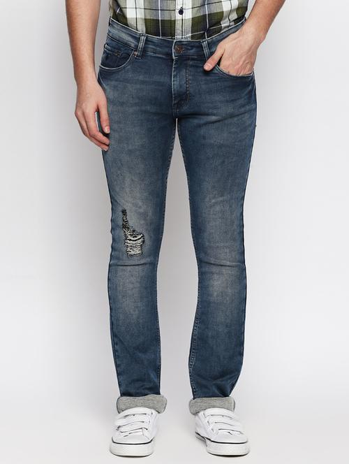 blue light washed denim jeans - 18007671 - Very Small Image - 1