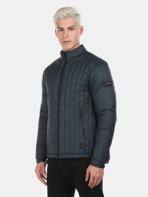 blue solid quilted jacket - 18008760 - Very Small Image - 1