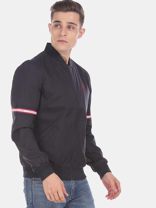 blue solid bomber jacket - 18008951 - Very Small Image - 1