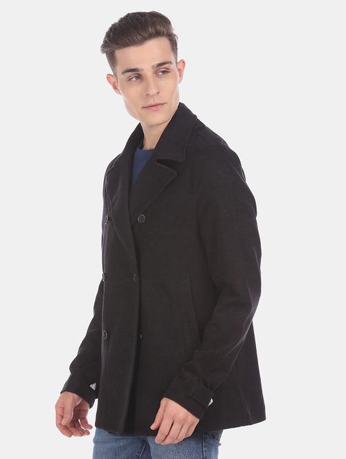 black solid casual jacket - 18008973 - Very Small Image - 1