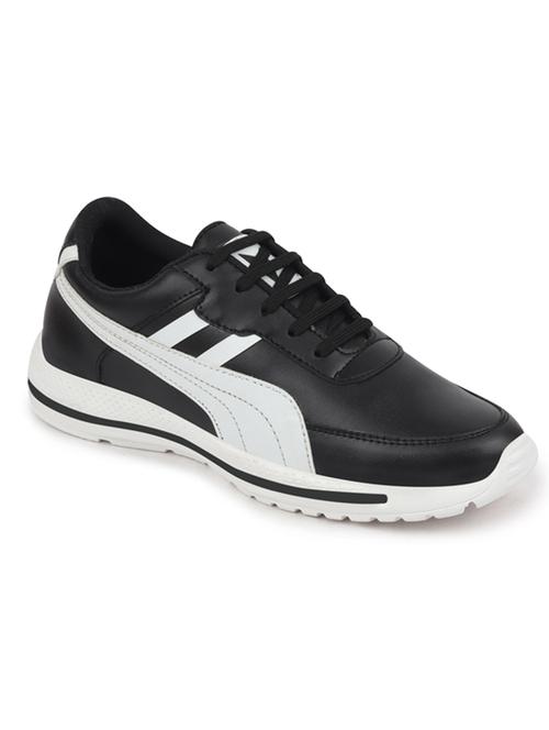 black pu lace up sneakers - 18010360 - Very Small Image - 1