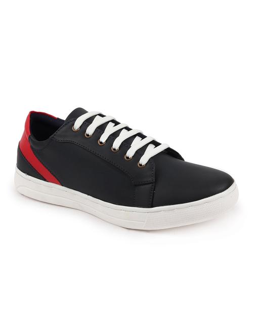 navy pu lace up sneakers - 18010366 - Very Small Image - 1
